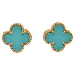 Van Cleef & Arpels Vintage Alhambra Türkis Ohrringe 18K Gelbgold