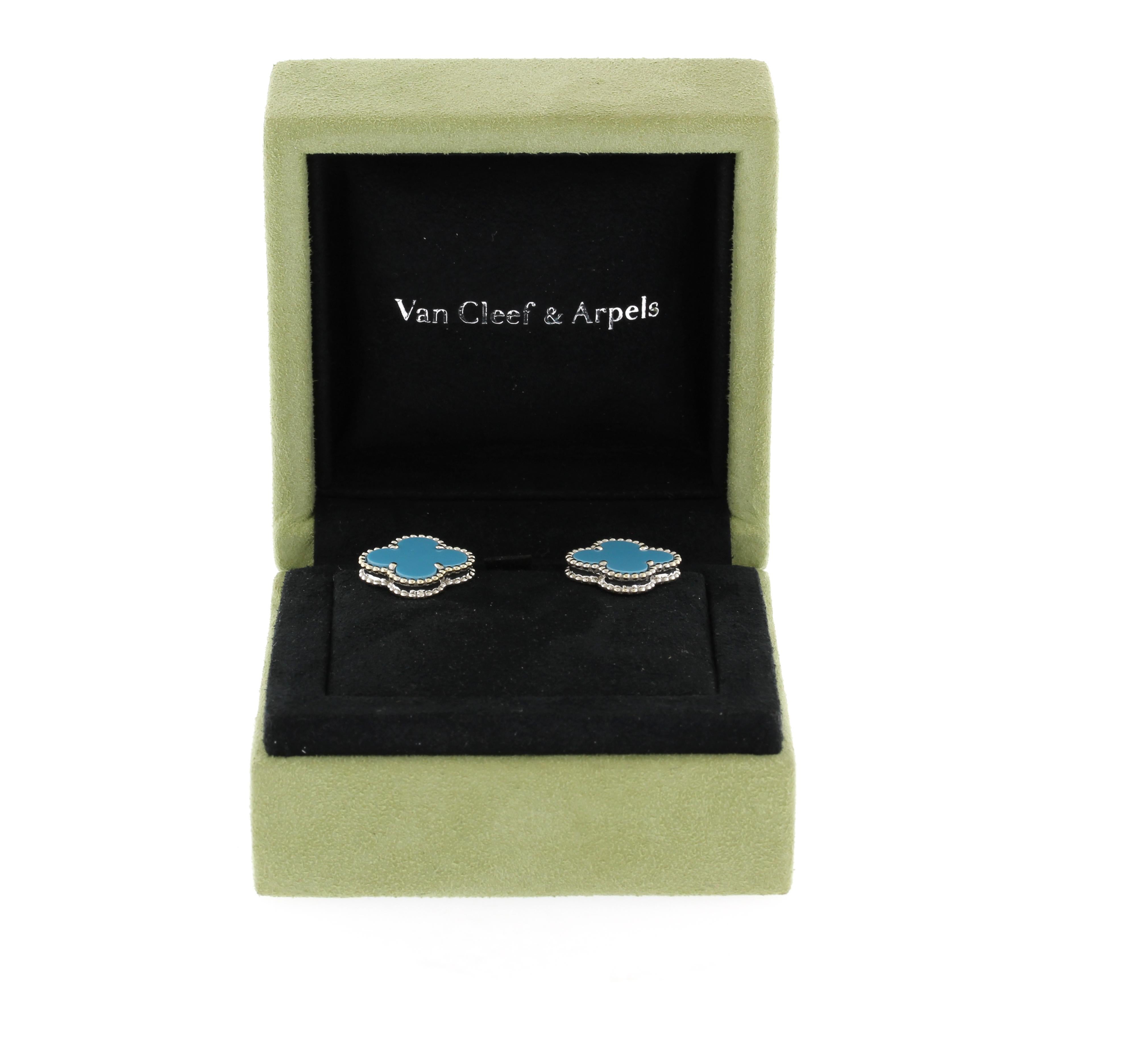 Shield Cut Van Cleef & Arpels Vintage Alhambra Turquoise Earrings