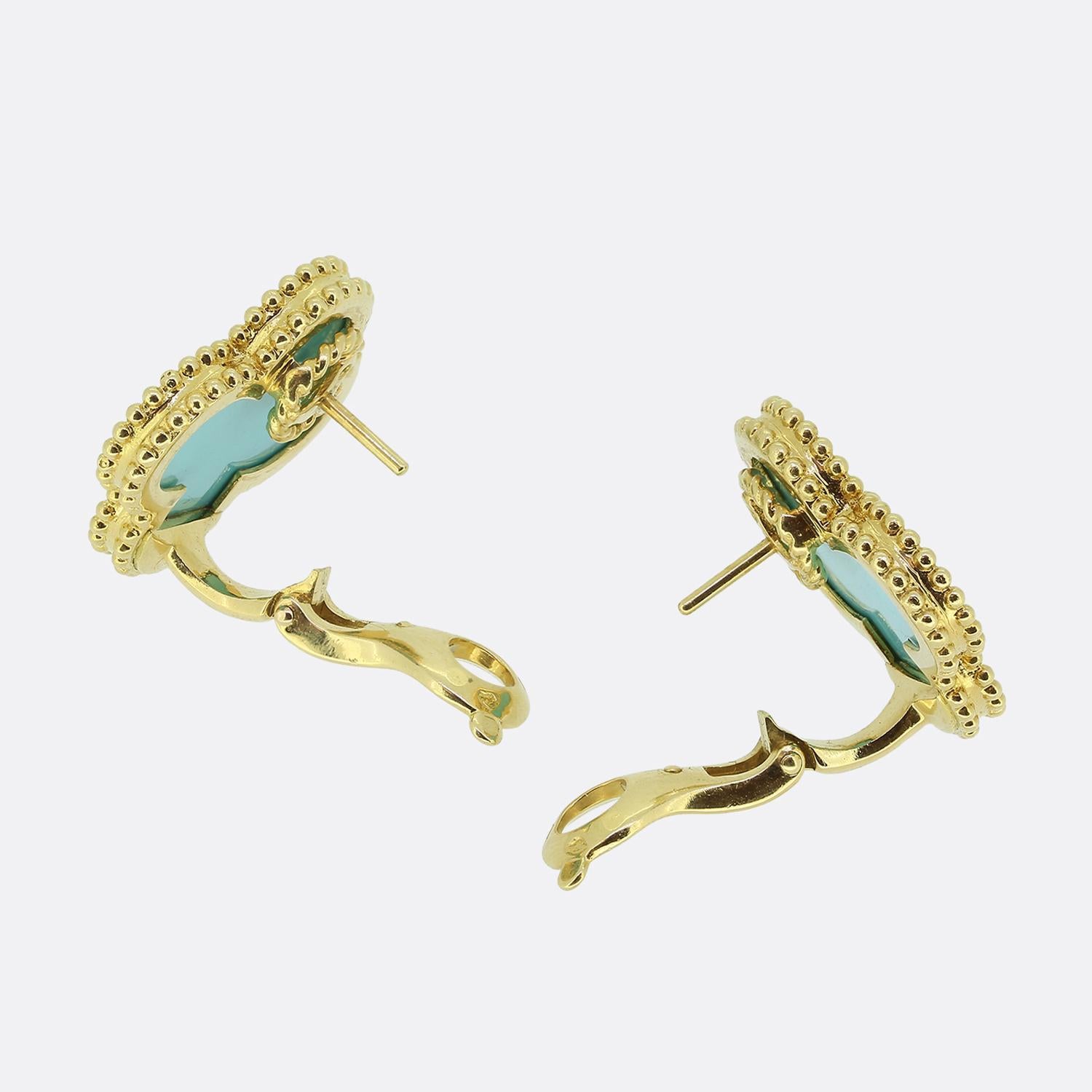 Pendientes Van Cleef & Arpels Vintage Alhambra Turquesa en Bueno Estado en London, GB