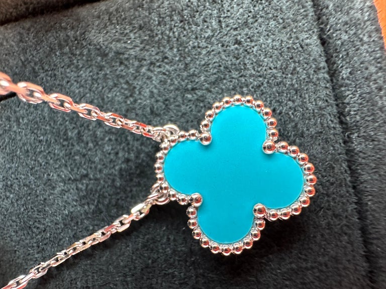 Van Cleef and Arpels Vintage Alhambra Turquoise Pendant Necklace, White ...