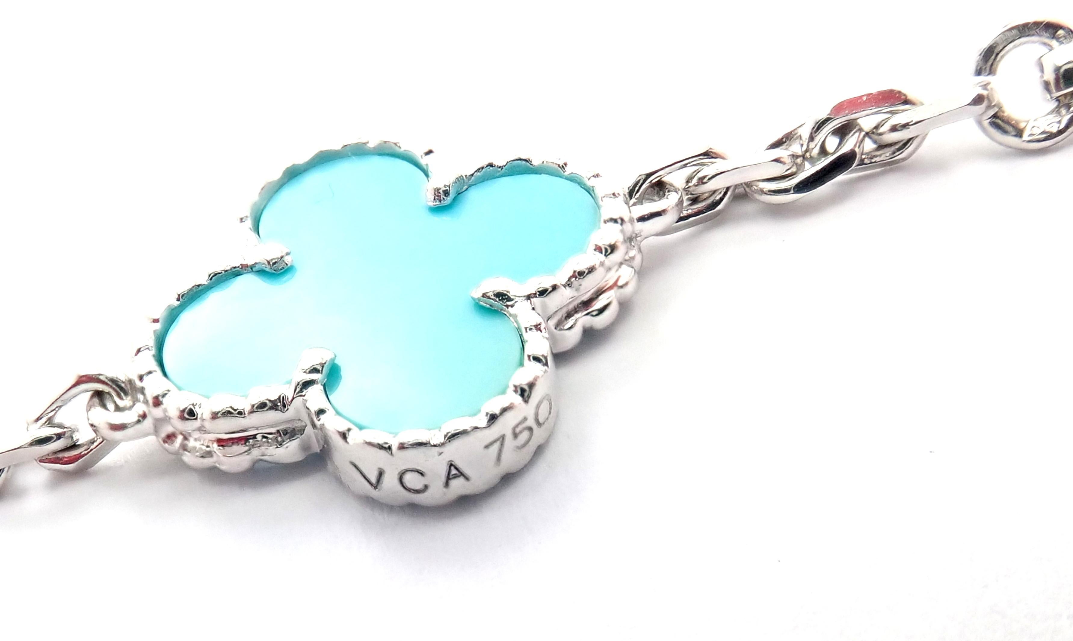 Van Cleef & Arpels Vintage Alhambra Turquoise White Gold Bracelet 4