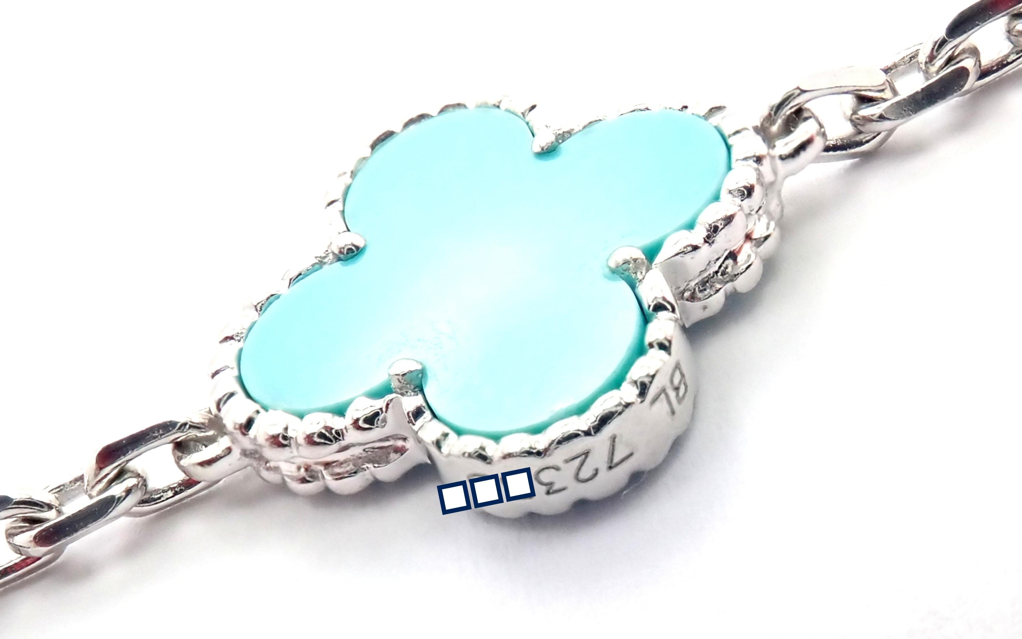Van Cleef & Arpels Vintage Alhambra Turquoise White Gold Bracelet 5