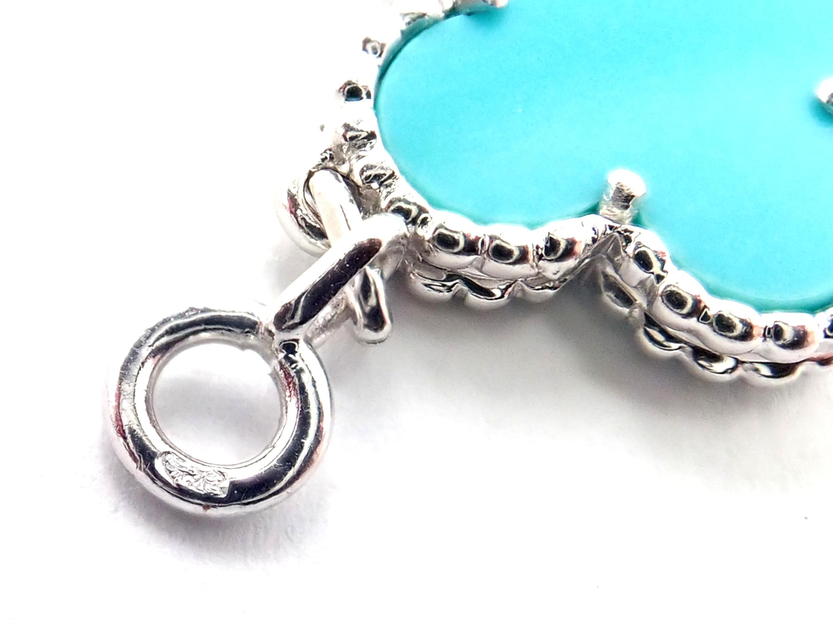 Women's or Men's Van Cleef & Arpels Vintage Alhambra Turquoise White Gold Bracelet