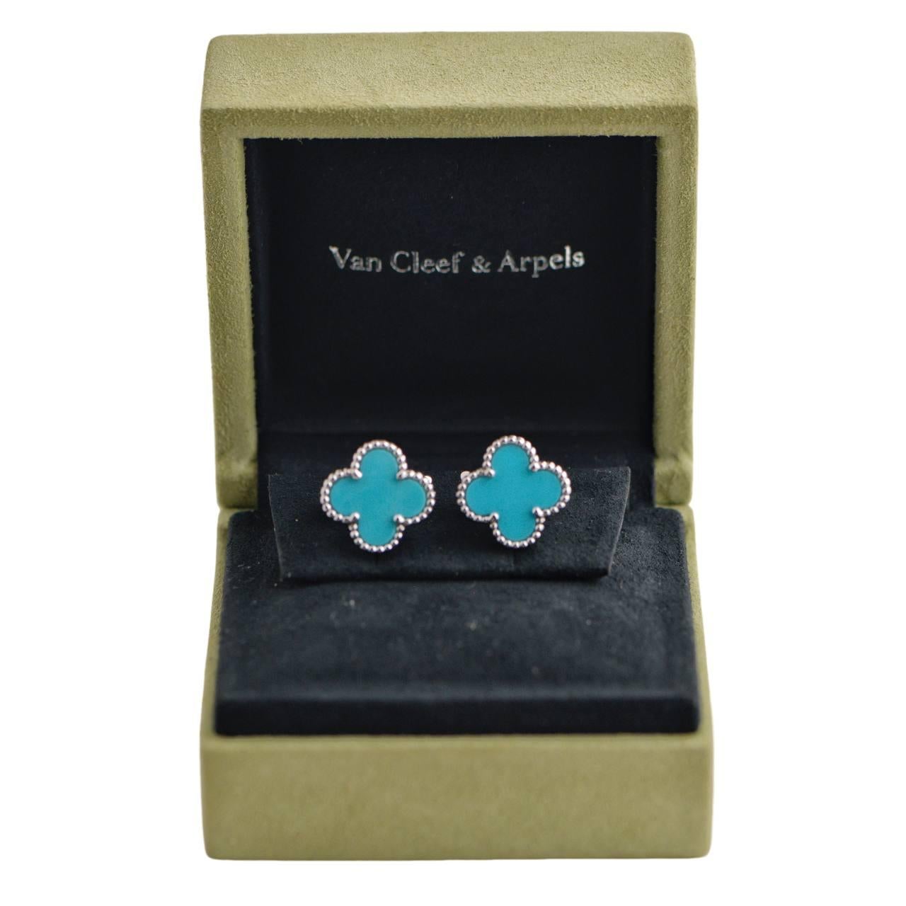 *Rare Find & Investment piece* 
Adorn your ears with a touch of elegance and sophistication with this exquisite pair of Van Cleef & Arpels Alhambra Vintage earrings. Crafted from 18-carat white gold, these stunning earrings feature a unique