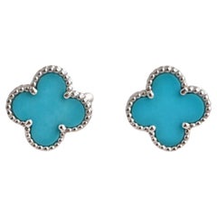Van Cleef & Arpels Used Alhambra Turquoise White Gold Earrings