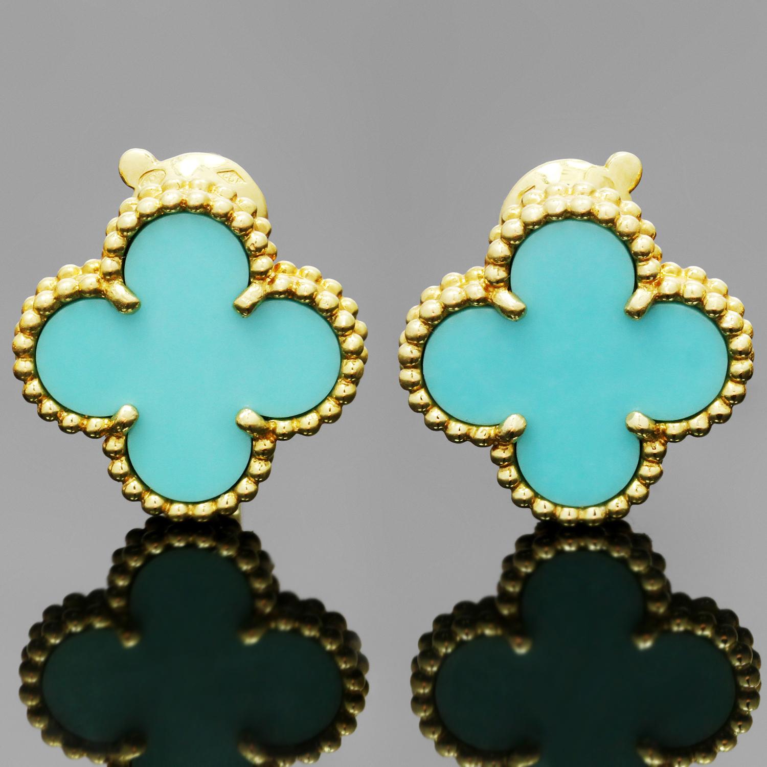 van cleef alhambra turquoise earrings