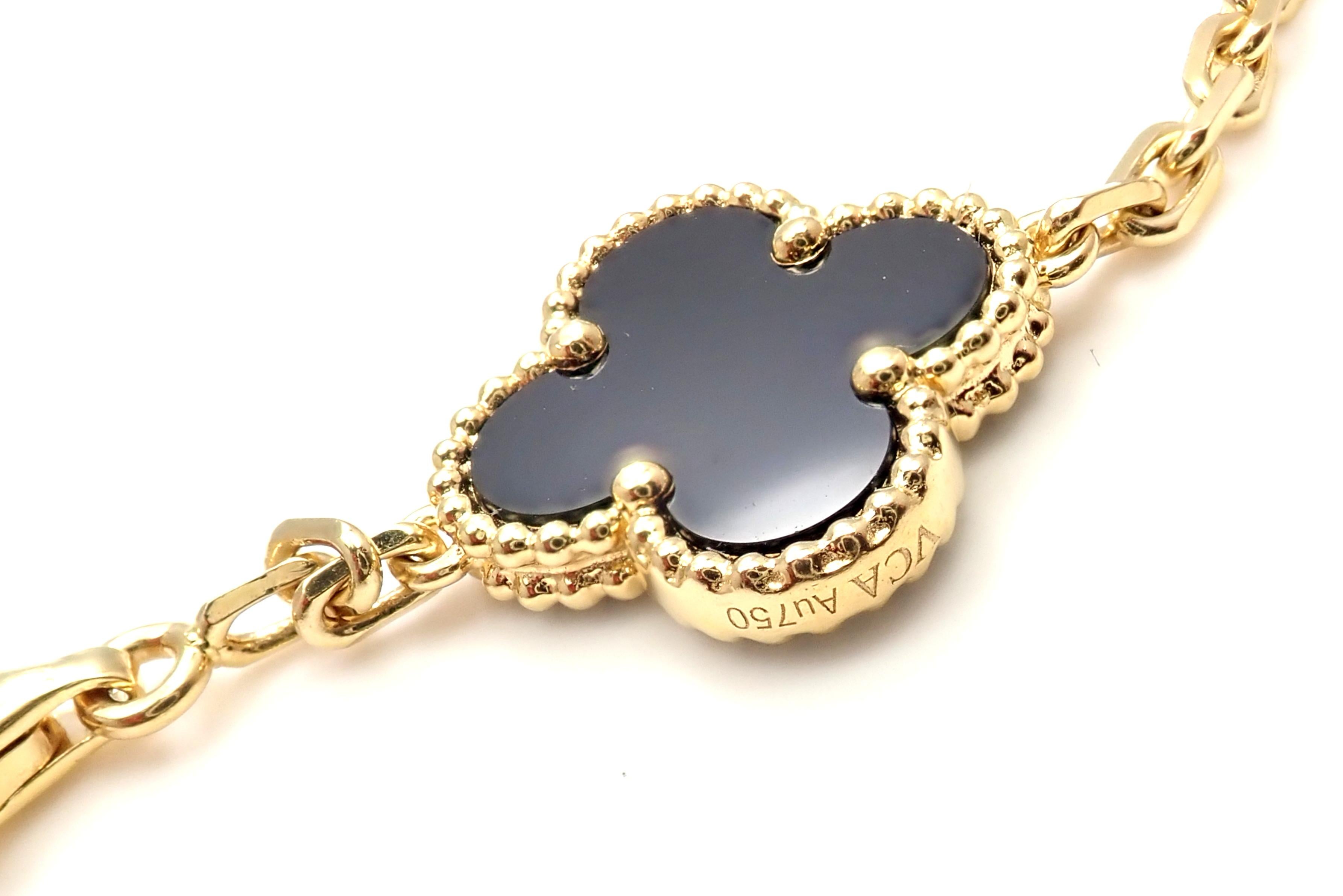 Van Cleef & Arpels Vintage Alhambra Twenty Motif Black Onyx Gold Necklace 1
