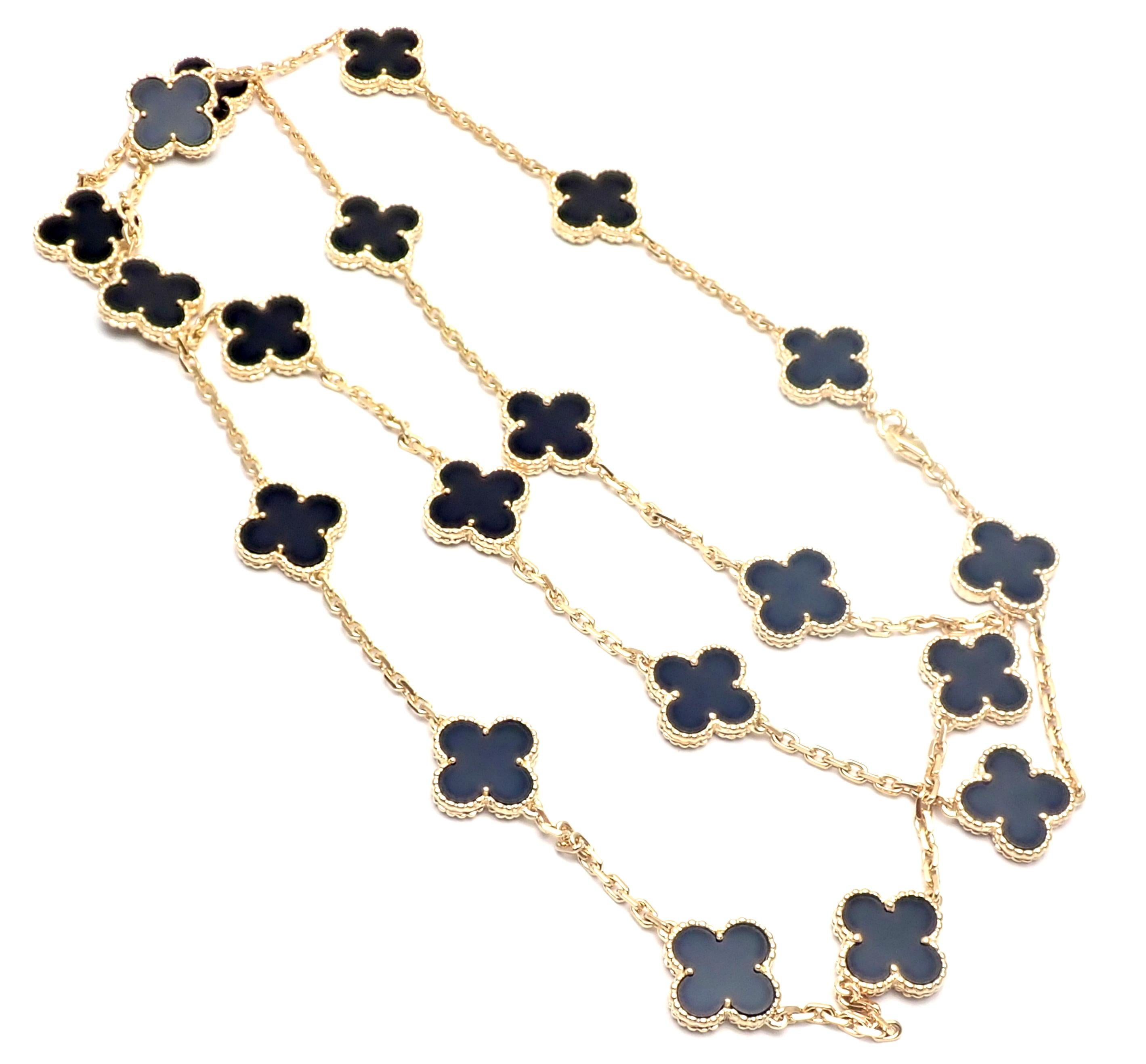 Van Cleef & Arpels Vintage Alhambra Twenty Motif Black Onyx Gold Necklace 1