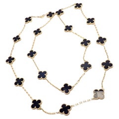 Van Cleef & Arpels Vintage Alhambra Twenty Motif Black Onyx Gold Necklace