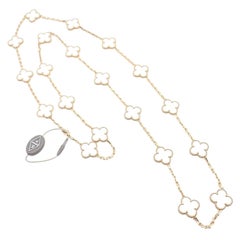 Van Cleef & Arpels Vintage Alhambra Twenty Motif Rock Crystal Gold Necklace