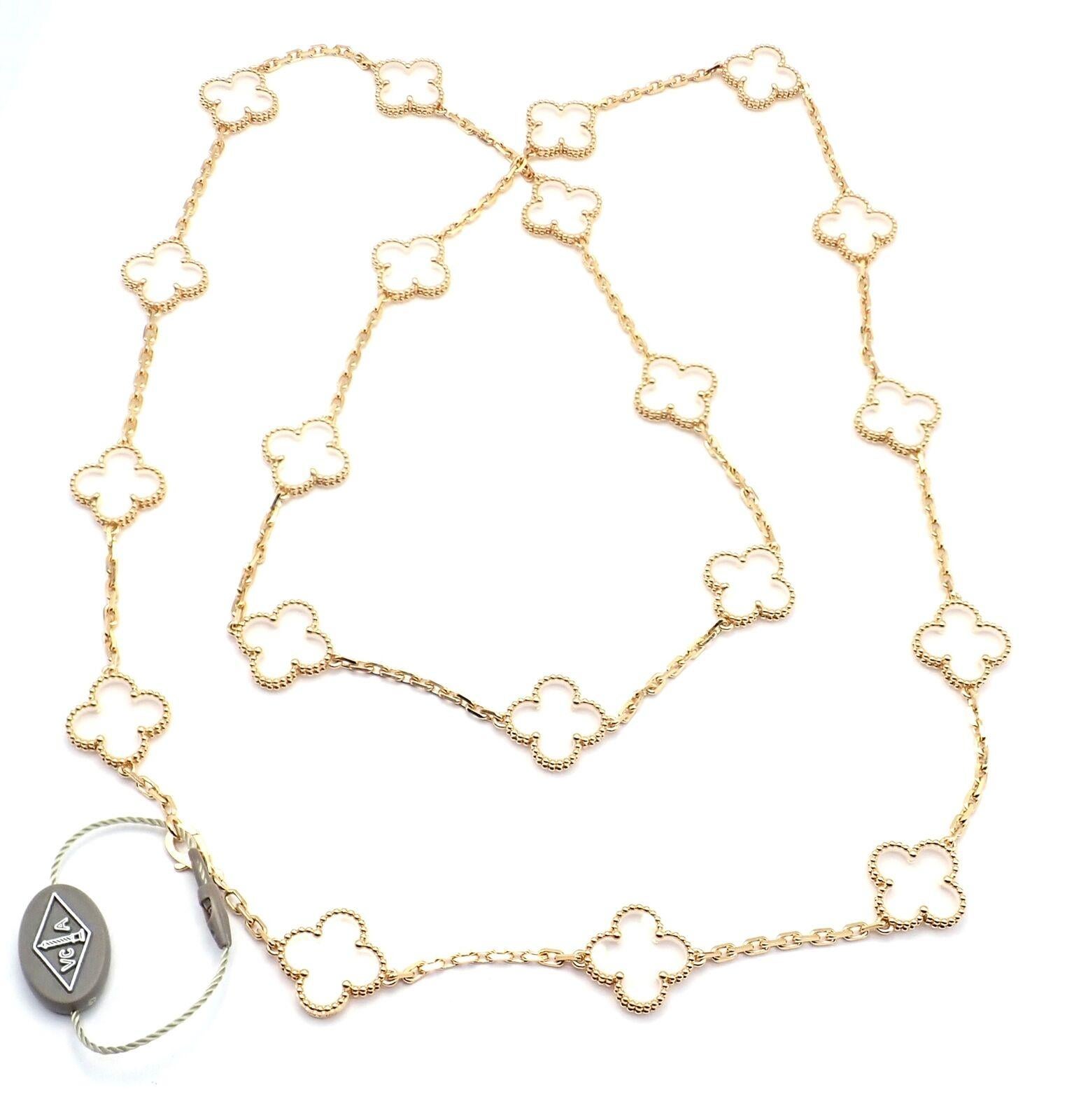 da uomo o donna Van Cleef & Arpels Collana vintage Alhambra con venti motivi in cristallo di rocca e oro in vendita