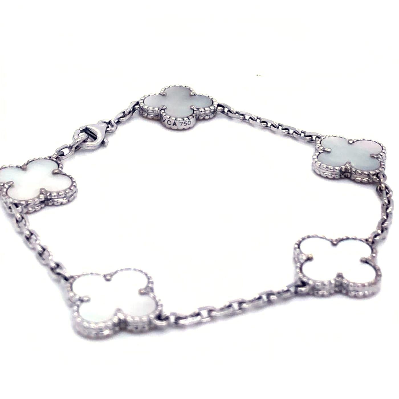 van cleef bracelet white pearl