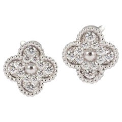 Van Cleef & Arpels Vintage Alhambra White Gold and Diamonds Earrings