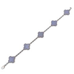 Van Cleef & Arpels Vintage Alhambra White Gold Chalcedony Bracelet