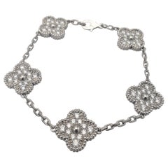 Van Cleef & Arpels 'Vintage Alhambra' White Gold Diamond Bracelet