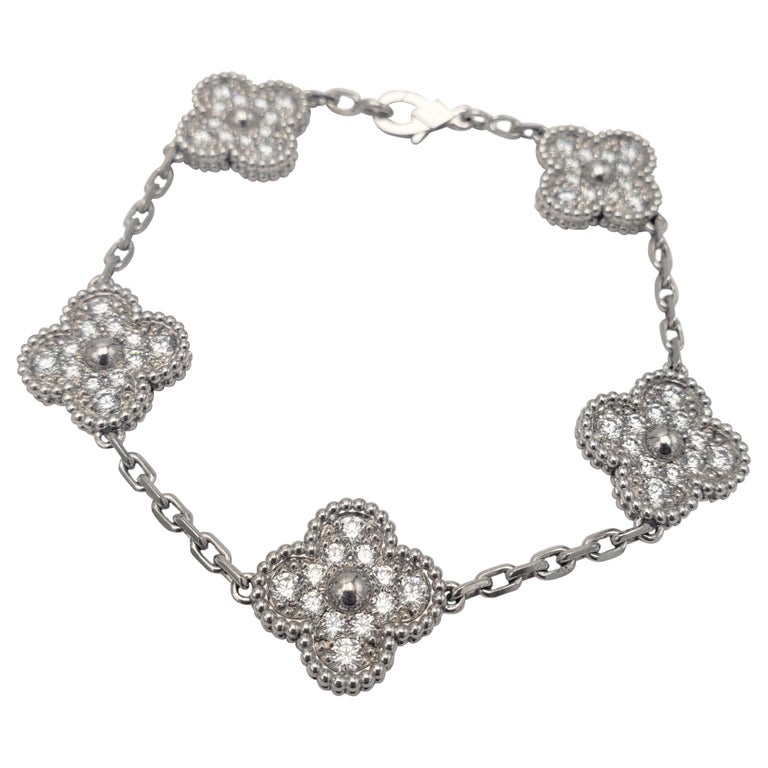 Van Cleef and Arpels 'Vintage Alhambra' White Gold Diamond Bracelet at  1stDibs