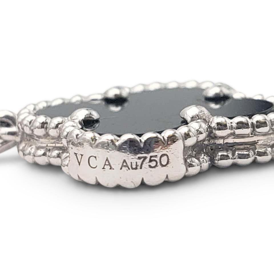 Women's or Men's Van Cleef & Arpels 'Vintage Alhambra' White Gold Diamond Onyx Bracelet