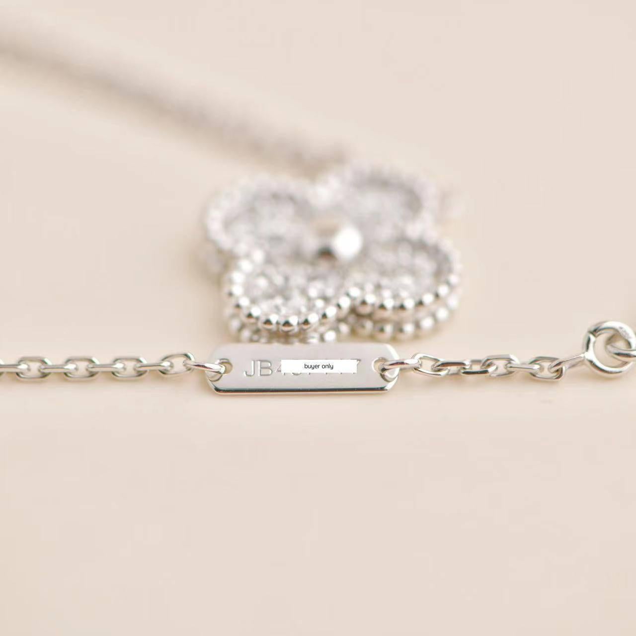 Van Cleef & Arpels Vintage Alhambra White Gold Diamond Paved Pendant Necklace 1