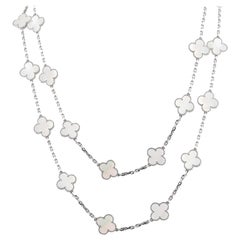 Van Cleef & Arpels Vintage Alhambra White Gold Mother of Pearl 20 Motif Necklace