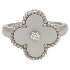 Van Cleef & Arpels 'Vintage Alhambra' White Gold Mother-of-Pearl Diamond Ring