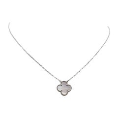 Van Cleef & Arpels Vintage Alhambra White Gold Mother of Pearl Necklace