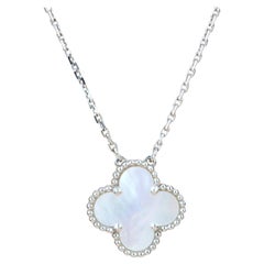 van cleef alhambra necklace mother of pearl white gold Van Cleef
Arpels Vintage Alhambra White Gold Mother of Pearl Pendant Necklace