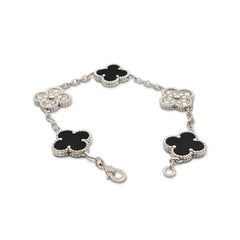 Van Cleef & Arpels 'Vintage Alhambra' White Gold Onyx and Diamond Bracelet