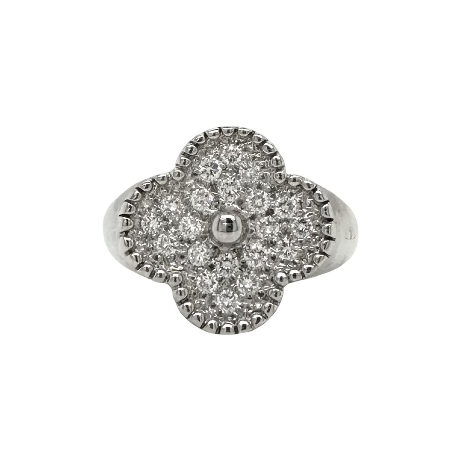 Van Cleef & Arpels Vintage Alhambra Weißgoldring aus Weißgold mit Diamanten (Rundschliff)
