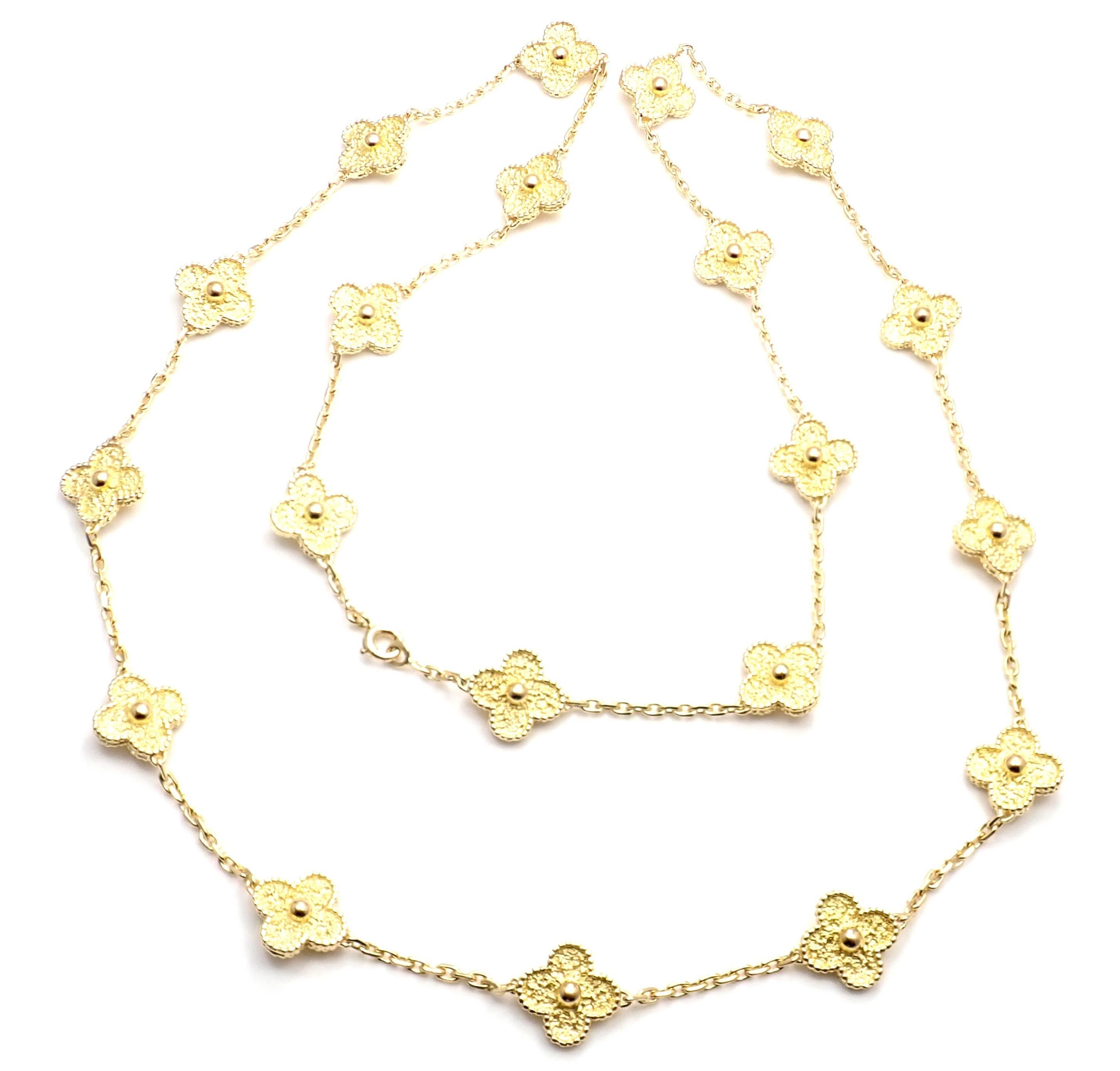 Van Cleef & Arpels Vintage Alhambra Yellow Gold 20 Motif Necklace 7