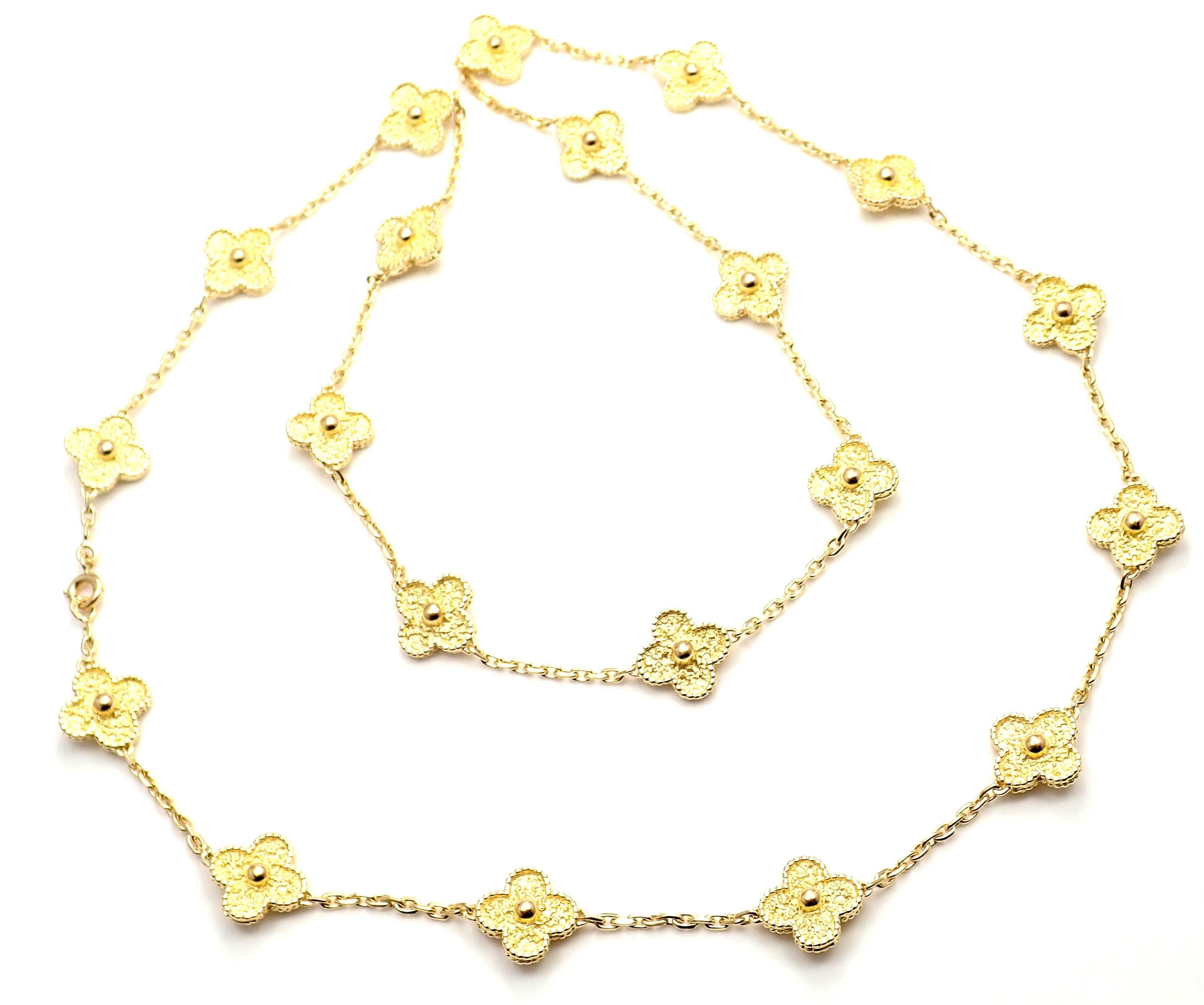 Women's or Men's Van Cleef & Arpels Vintage Alhambra Yellow Gold 20 Motif Necklace