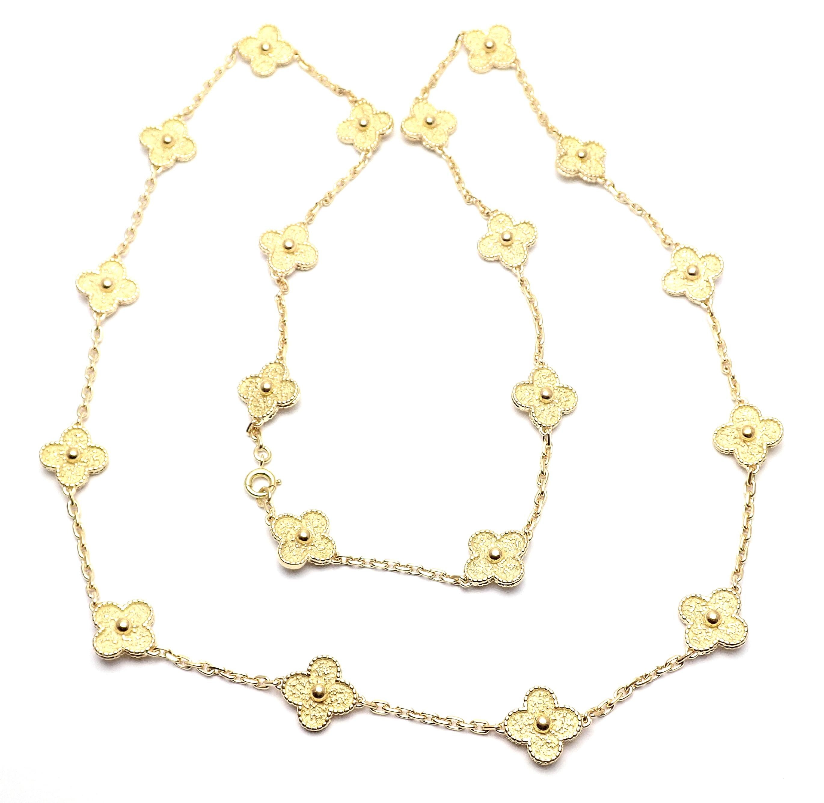Women's or Men's Van Cleef & Arpels Vintage Alhambra Yellow Gold 20 Motif Necklace