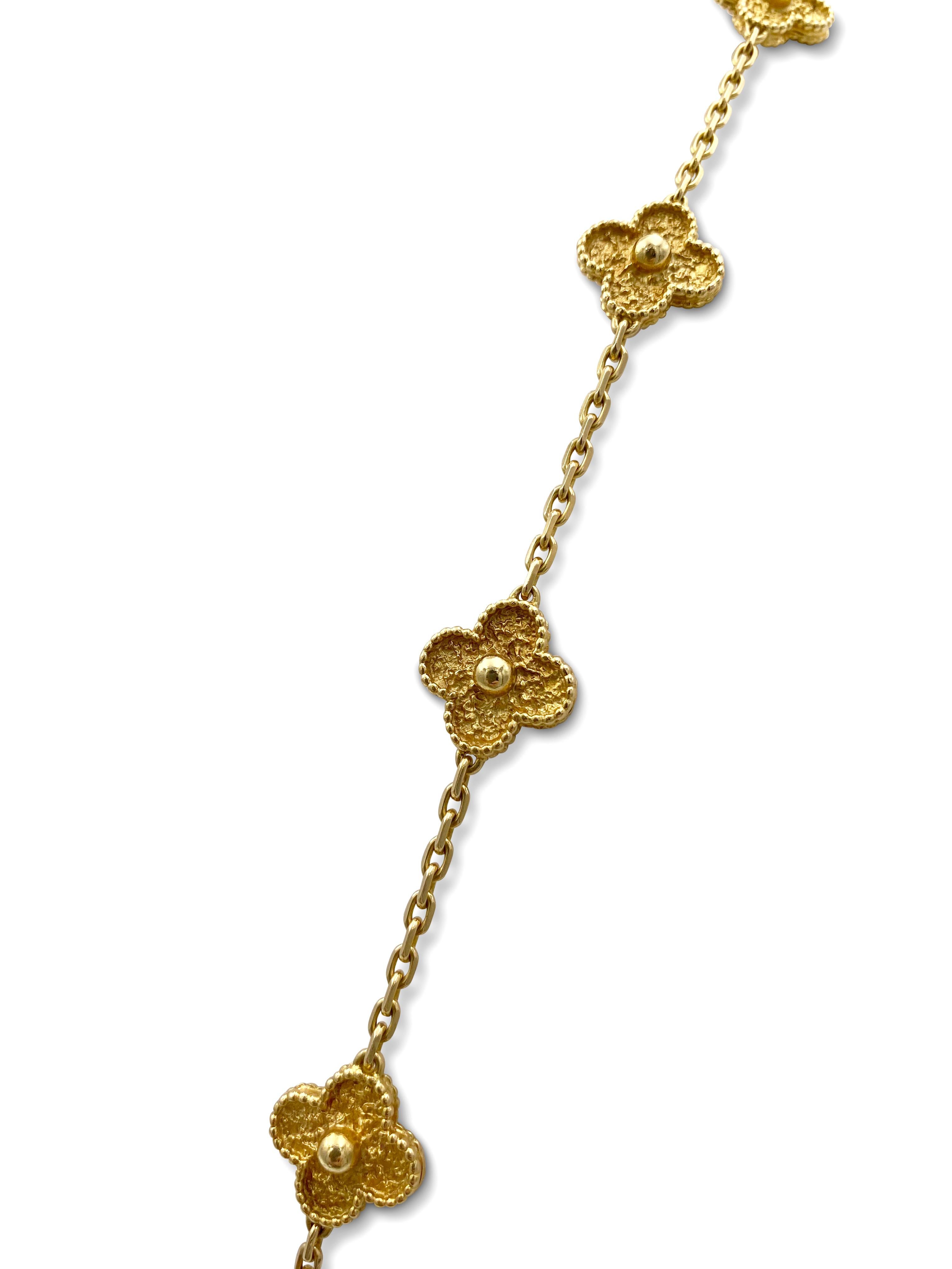 Van Cleef & Arpels Vintage Alhambra Yellow Gold 20 Motif Necklace In Excellent Condition In New York, NY