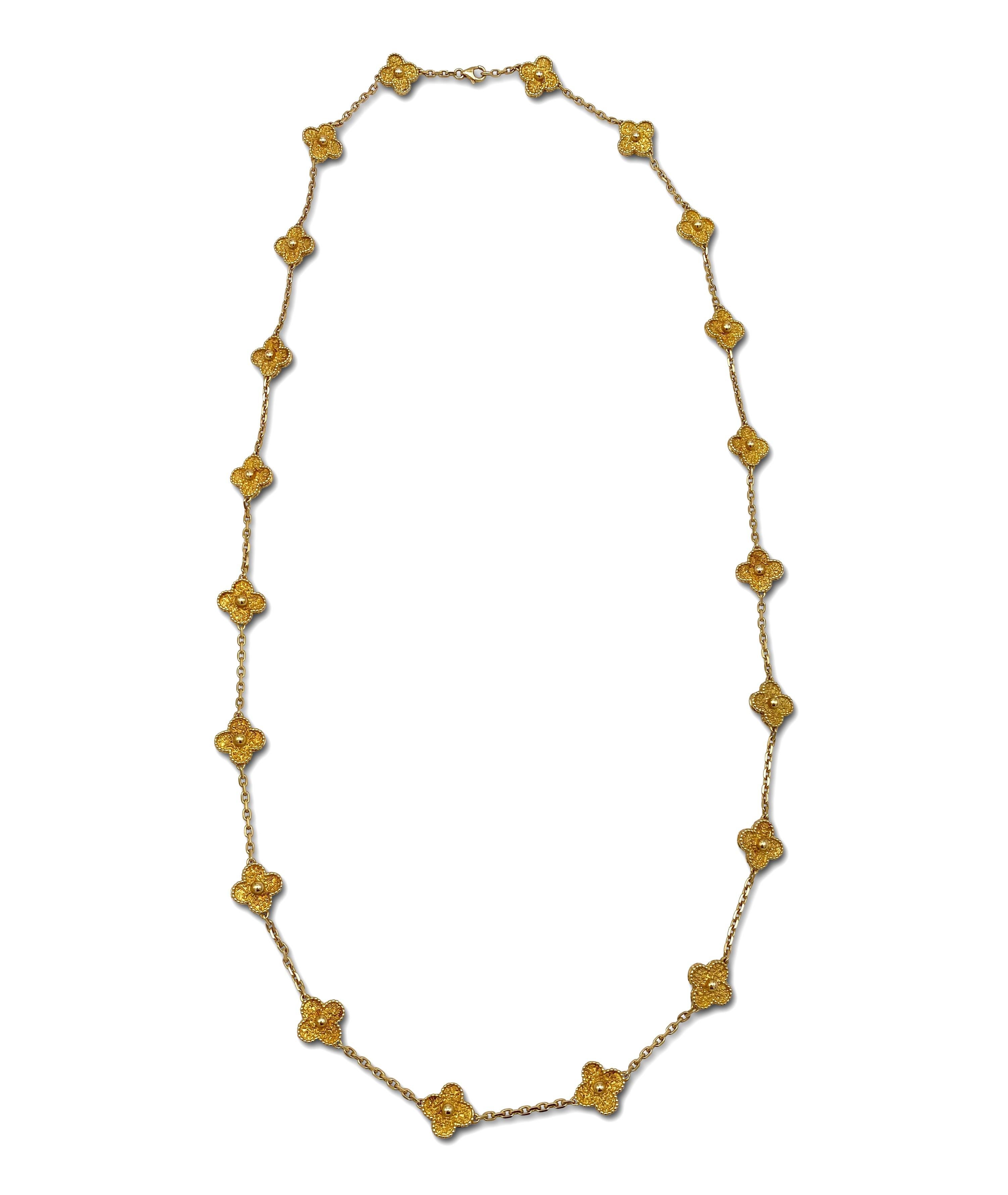 Women's Van Cleef & Arpels Vintage Alhambra Yellow Gold 20 Motif Necklace