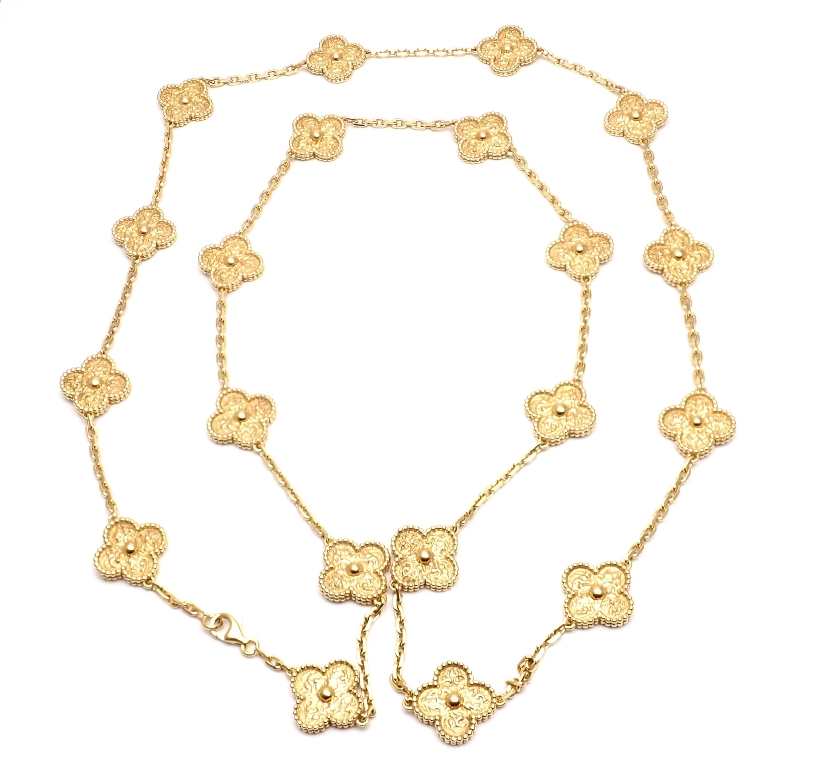 Van Cleef & Arpels Vintage Alhambra Yellow Gold 20 Motif Necklace 3