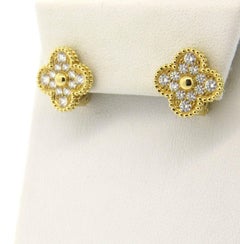 Van Cleef & Arpels Vintage Alhambra Yellow Gold and Diamonds Earrings