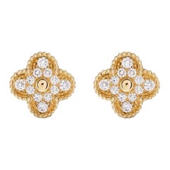 Van Cleef & Arpels Vintage Alhambra Yellow Gold and Diamonds Earrings