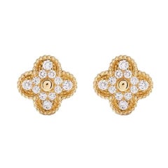 Van Cleef & Arpels Vintage Alhambra Yellow Gold and Diamonds Earrings