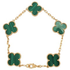 Van Cleef & Arpels Vintage 'Alhambra' Yellow Gold and Malachite Bracelet