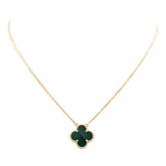 Van Cleef & Arpels Vintage 'Alhambra' Yellow Gold and Malachite Necklace