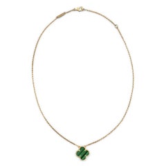 Van Cleef & Arpels Vintage Alhambra Yellow Gold and Malachite Pendant Necklace