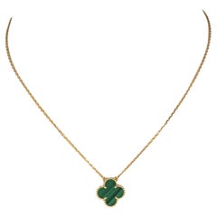 Van Cleef & Arpels Vintage Alhambra Yellow Gold and Malachite Pendant Necklace