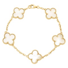 Van Cleef & Arpels Vintage Alhambra Yellow Gold and Mother of Pearl Bracelet