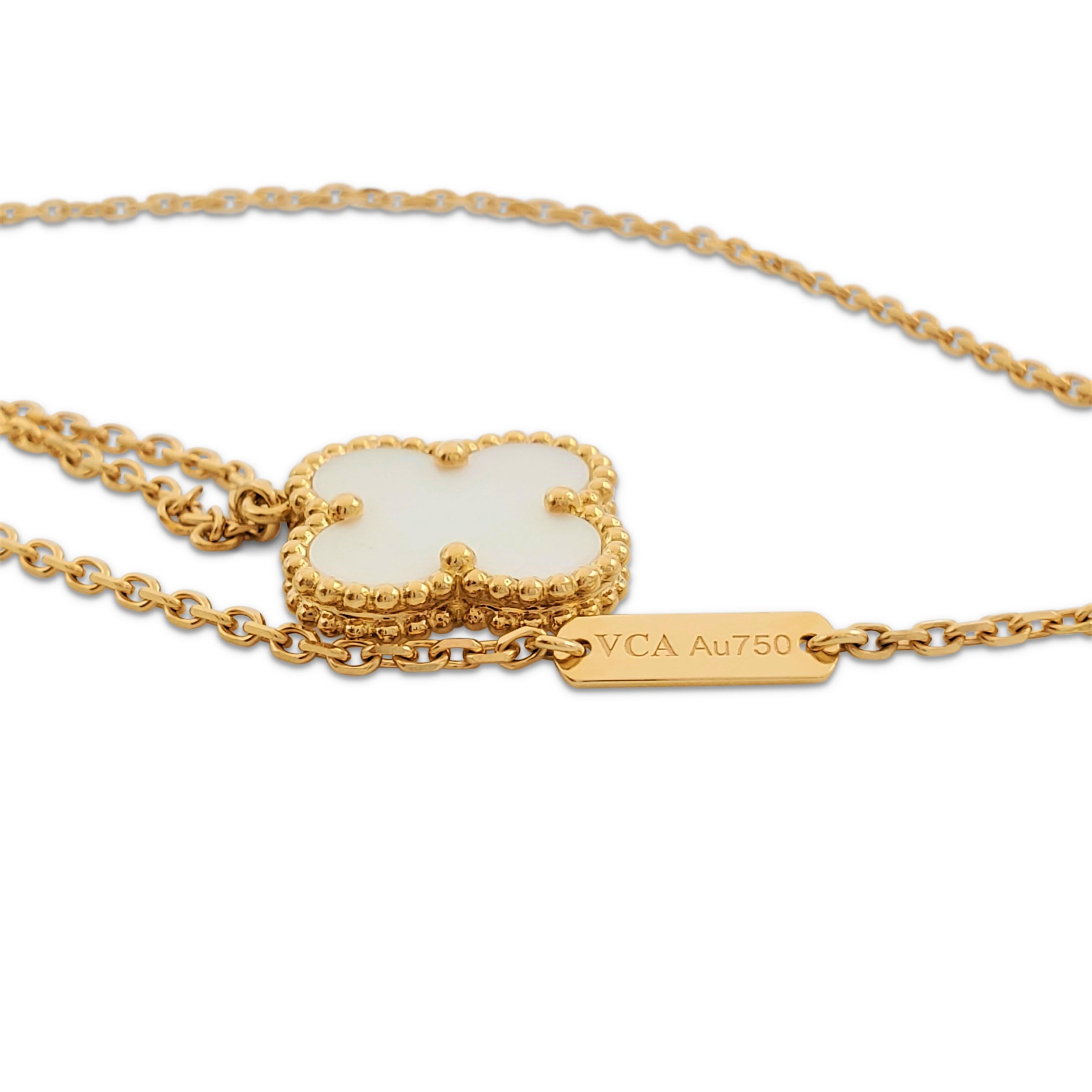 Uncut Van Cleef & Arpels 'Vintage Alhambra' Yellow Gold and Mother of Pearl Necklace