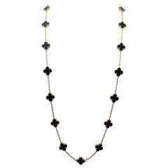 Van Cleef & Arpels 'Vintage Alhambra' Yellow Gold and Onyx 20-Motif Necklace