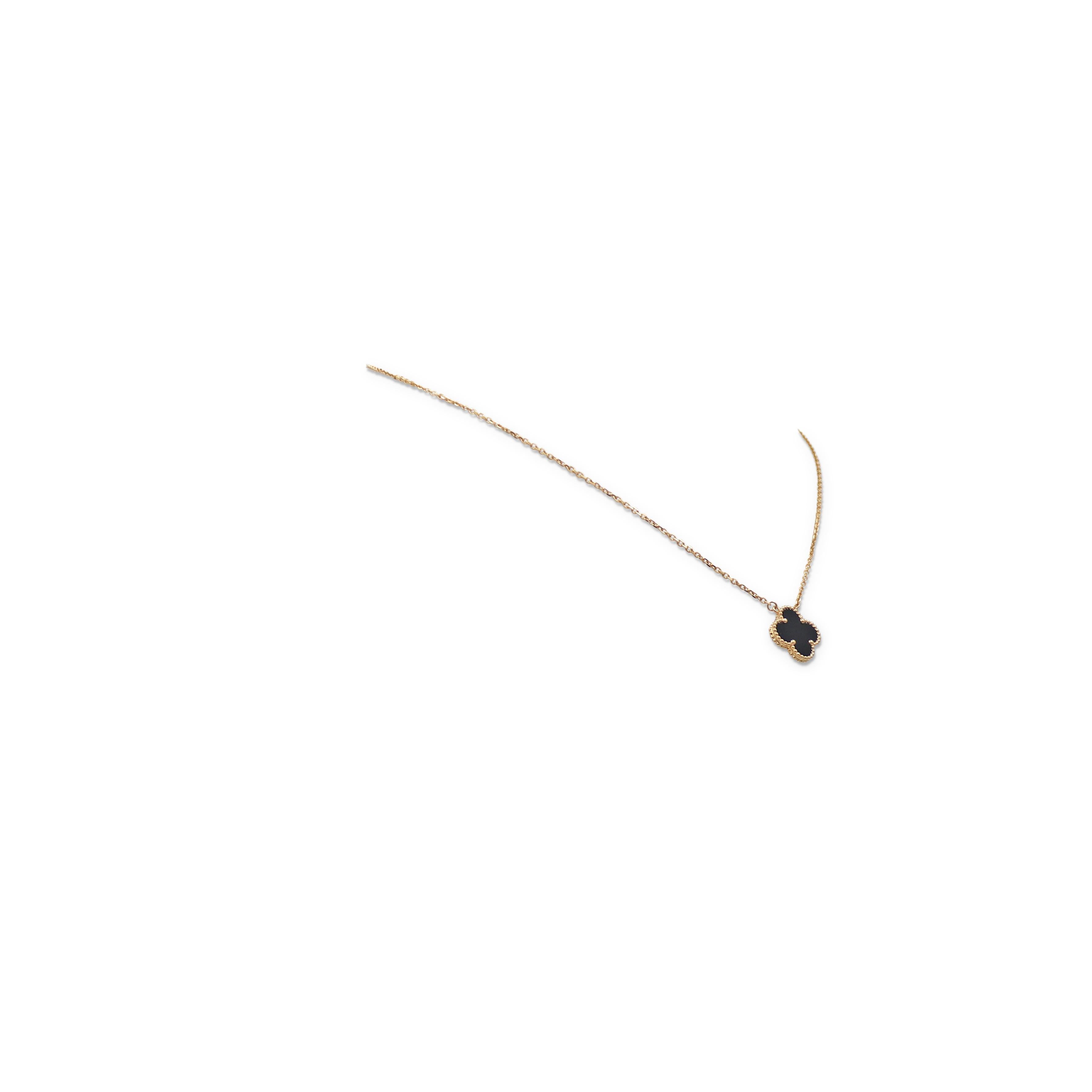 Van Cleef & Arpels Vintage Alhambra Halskette aus Gelbgold und Onyx (Rundschliff)