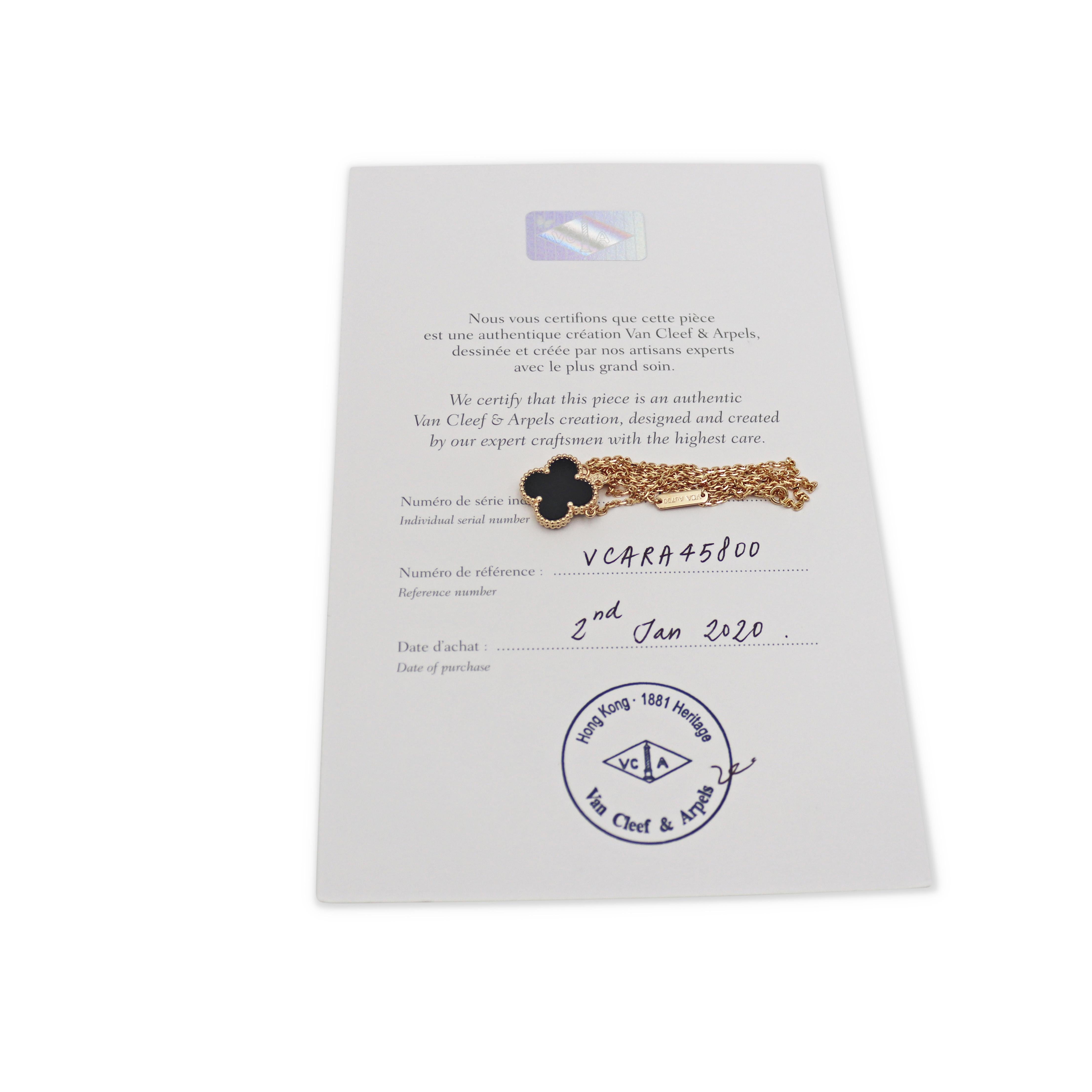 Van Cleef & Arpels Vintage Alhambra Halskette aus Gelbgold und Onyx für Damen oder Herren