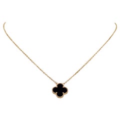 Van Cleef & Arpels Vintage Alhambra Yellow Gold and Onyx Necklace