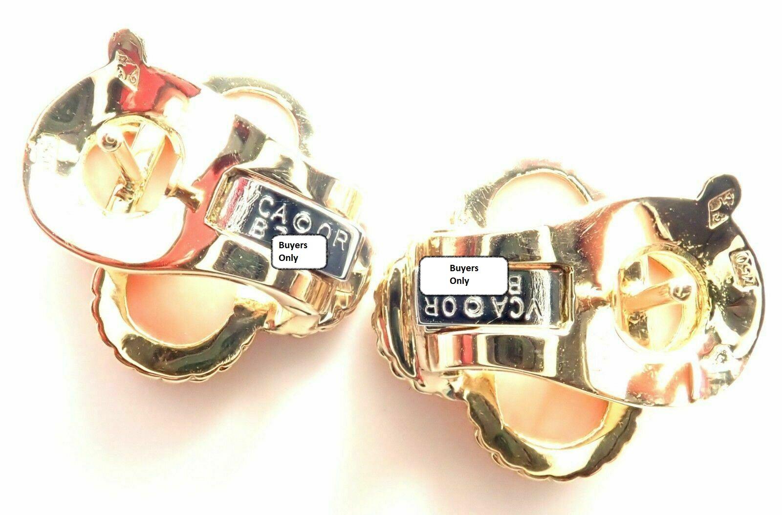 Van Cleef & Arpels Vintage Alhambra Yellow Gold Angel Skin Coral Earrings In New Condition In Holland, PA