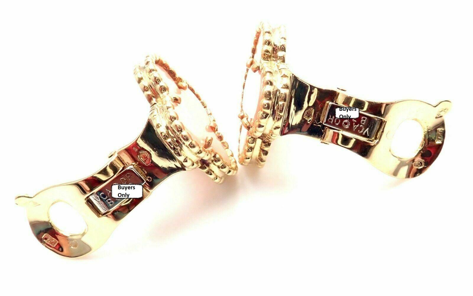 Women's or Men's Van Cleef & Arpels Vintage Alhambra Yellow Gold Angel Skin Coral Earrings