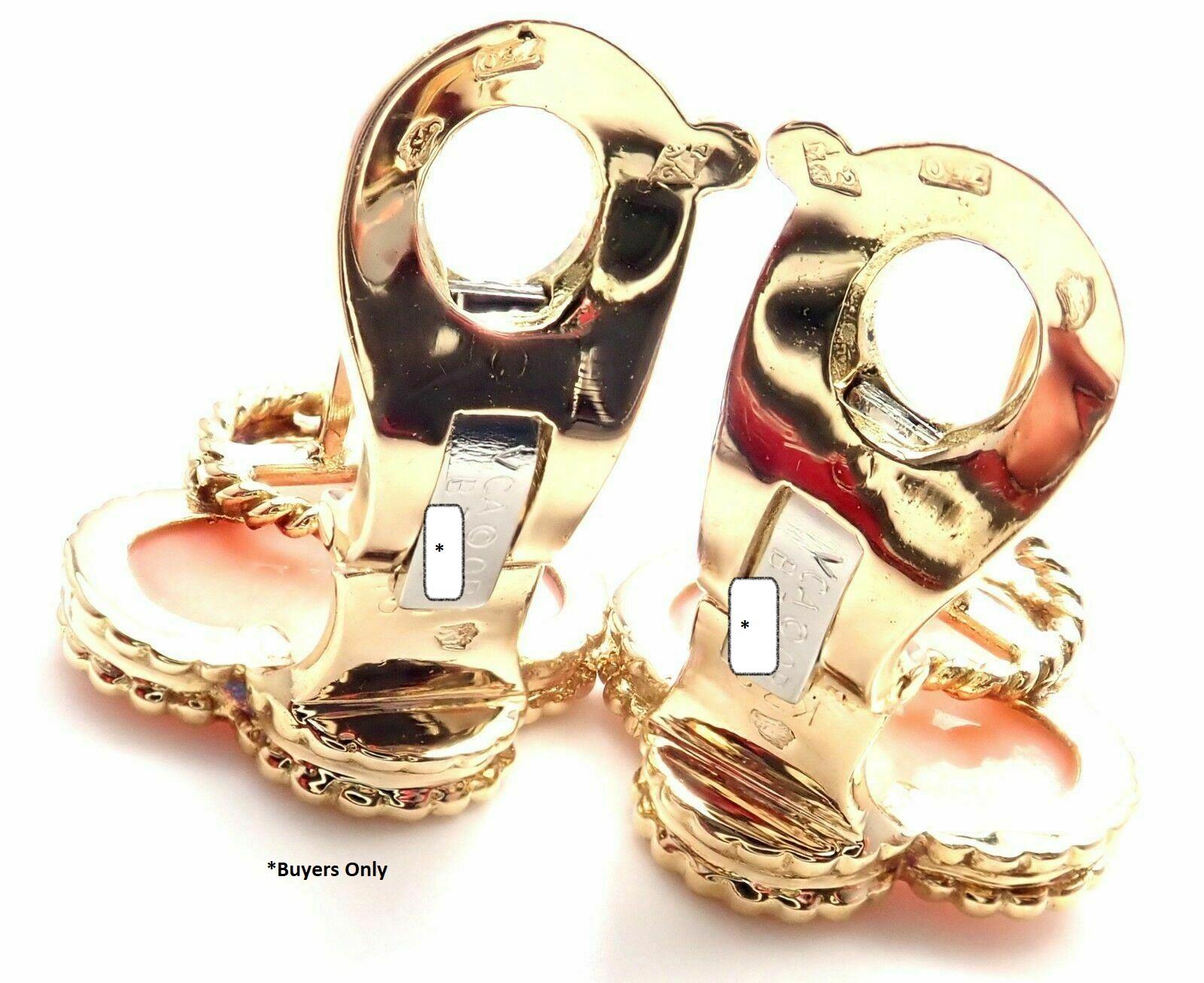 Van Cleef & Arpels Vintage Alhambra Yellow Gold Angel Skin Coral Earrings 1